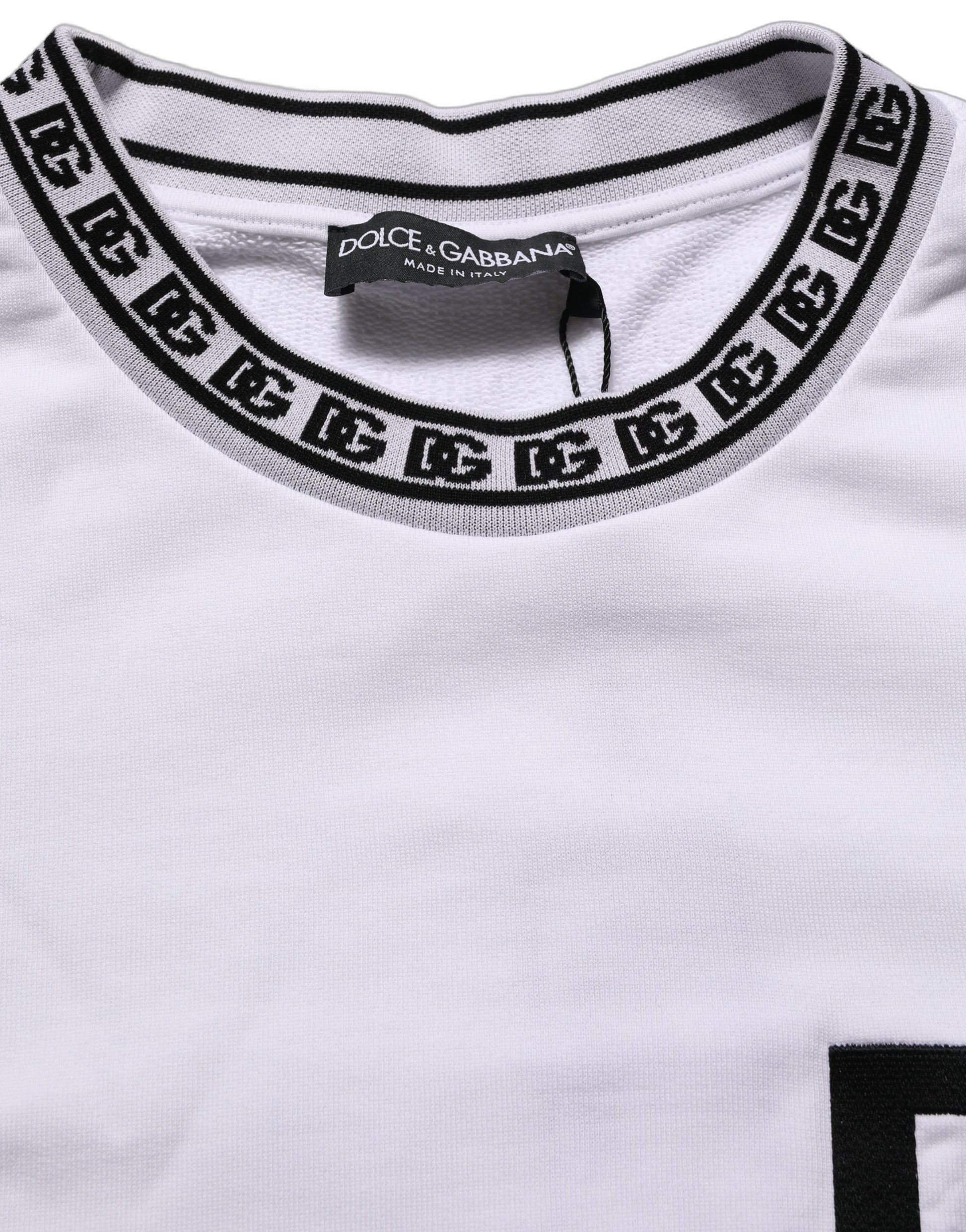 White Cotton Crew Neck Sweatshirt Sweater