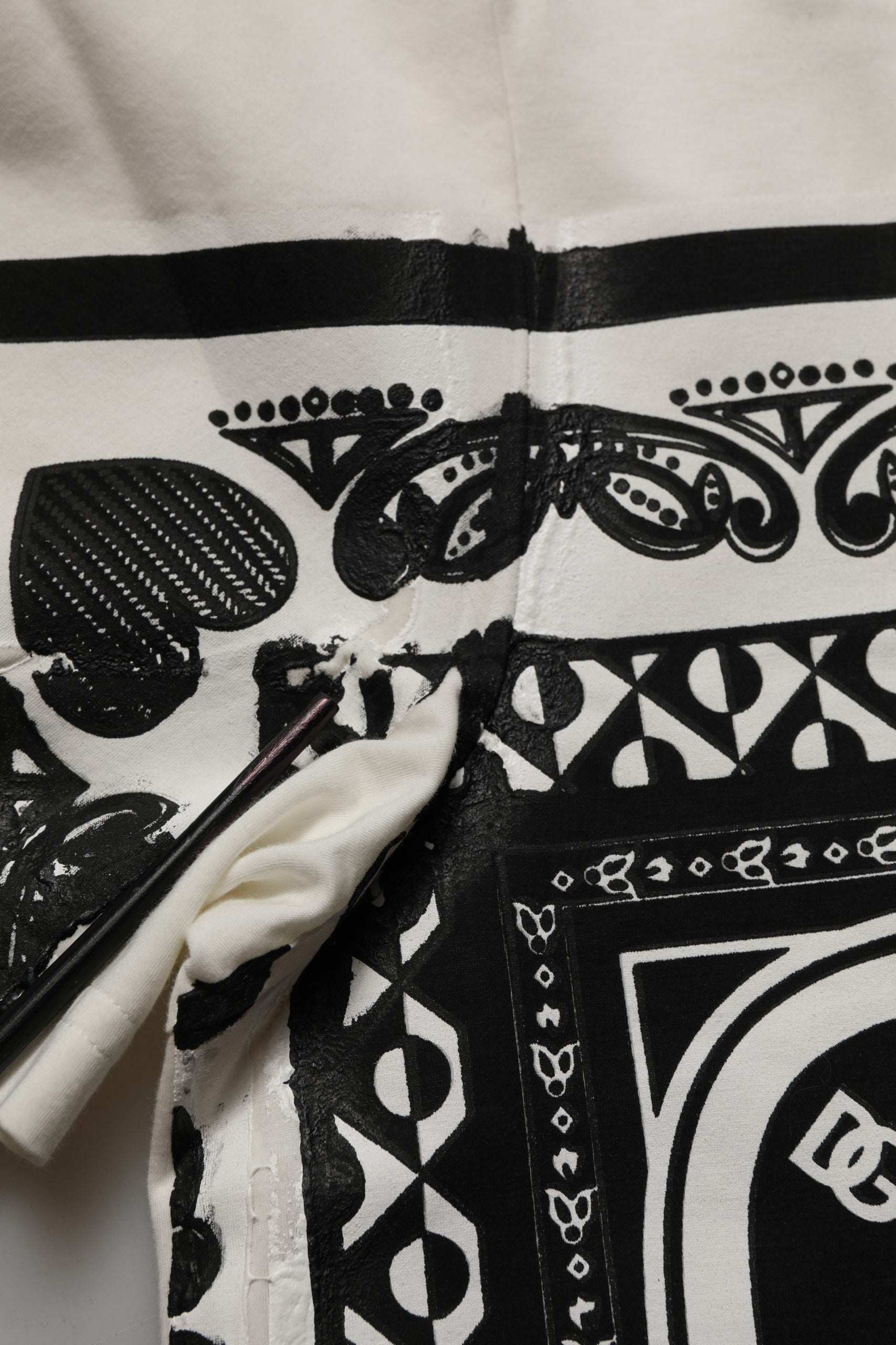 White Bandana Print Cotton Crew Neck T-shirt