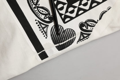 White Bandana Print Cotton Crew Neck T-shirt