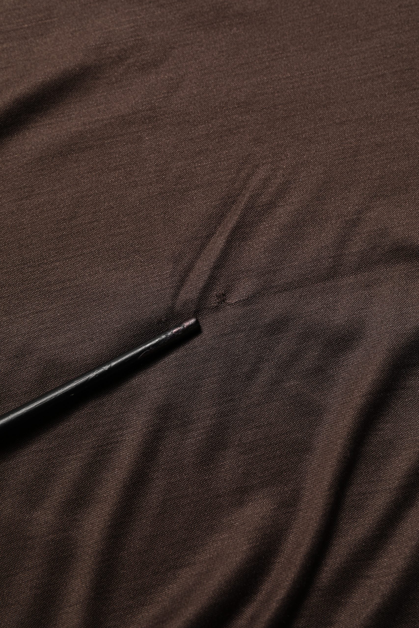 Brown Silk Crew Neck Short Sleeves T-shirt