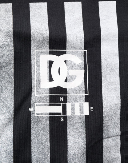 Blue Striped Print Cotton Crew Neck T-shirt