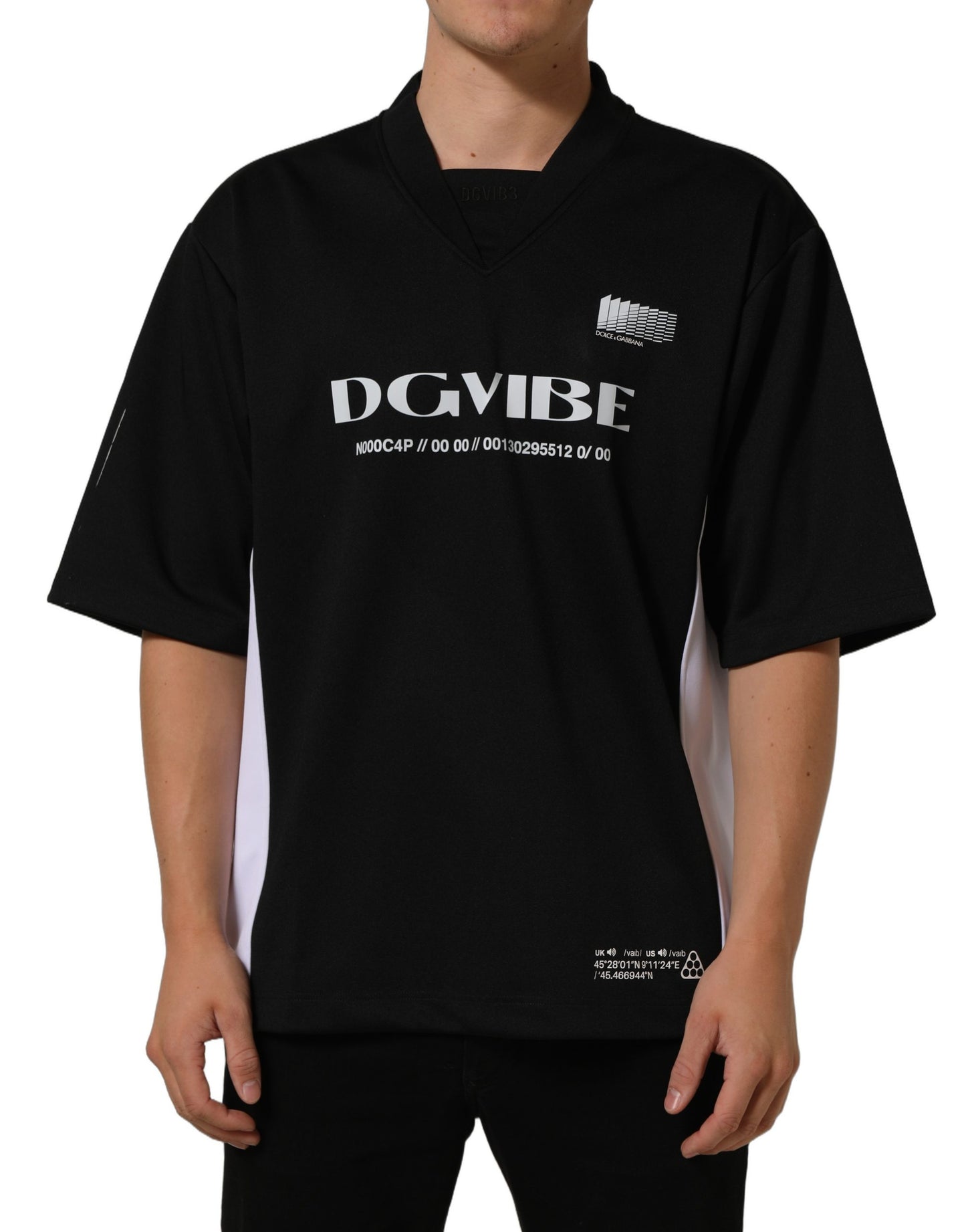 Black Polyester DGVIB3 Oversized Jersey T-shirt