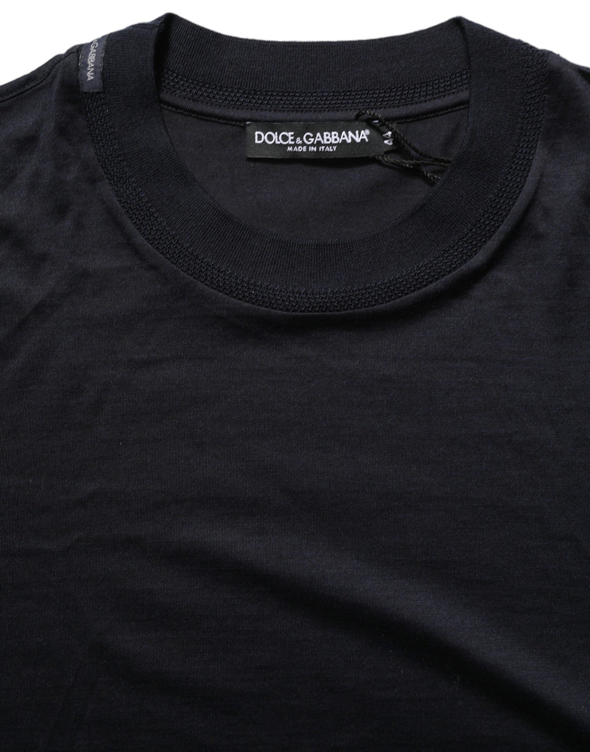 Blue Cotton Crew Neck Short Sleeve T-shirt