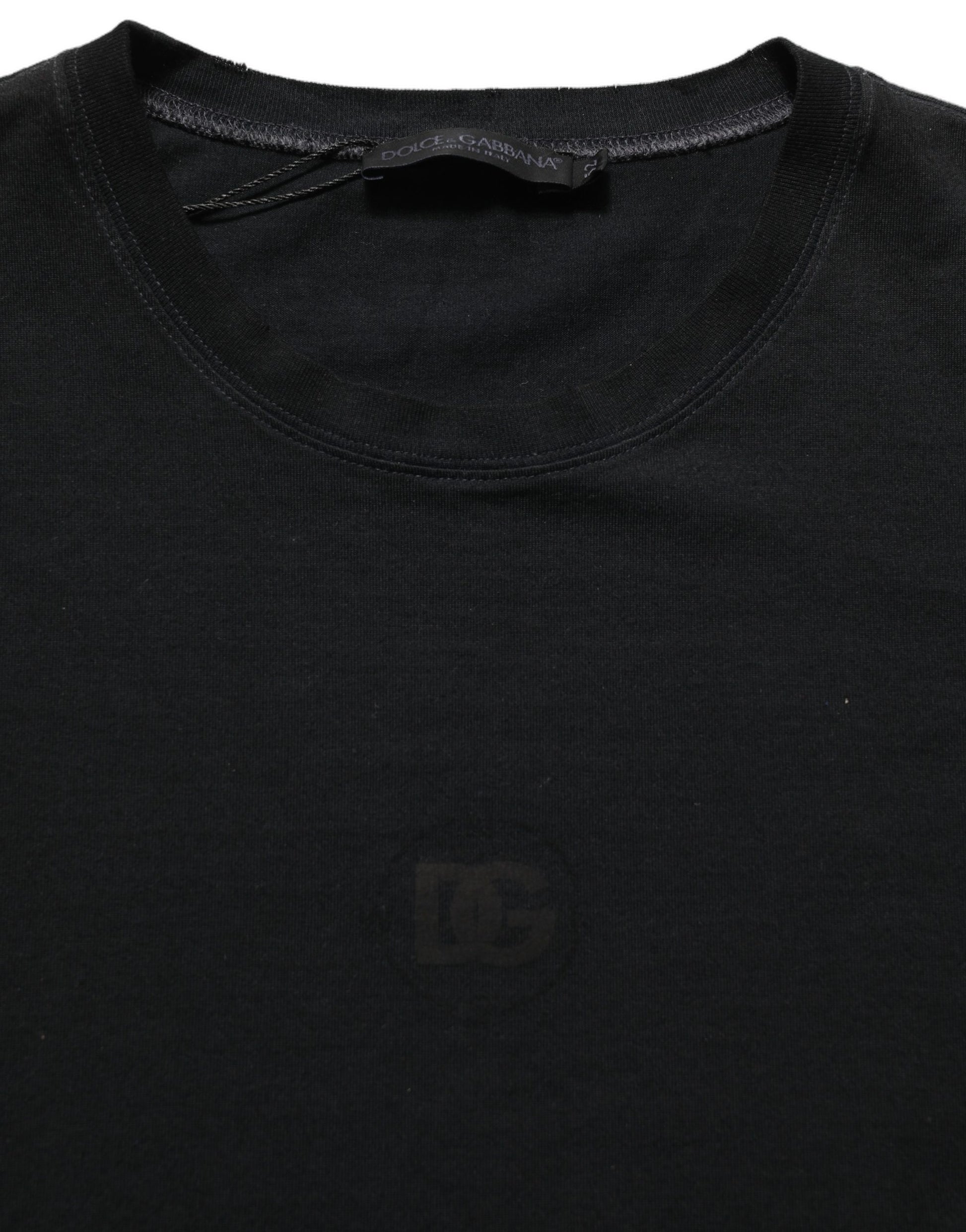 Black Cotton Short Sleeve Crew Neck T-shirt