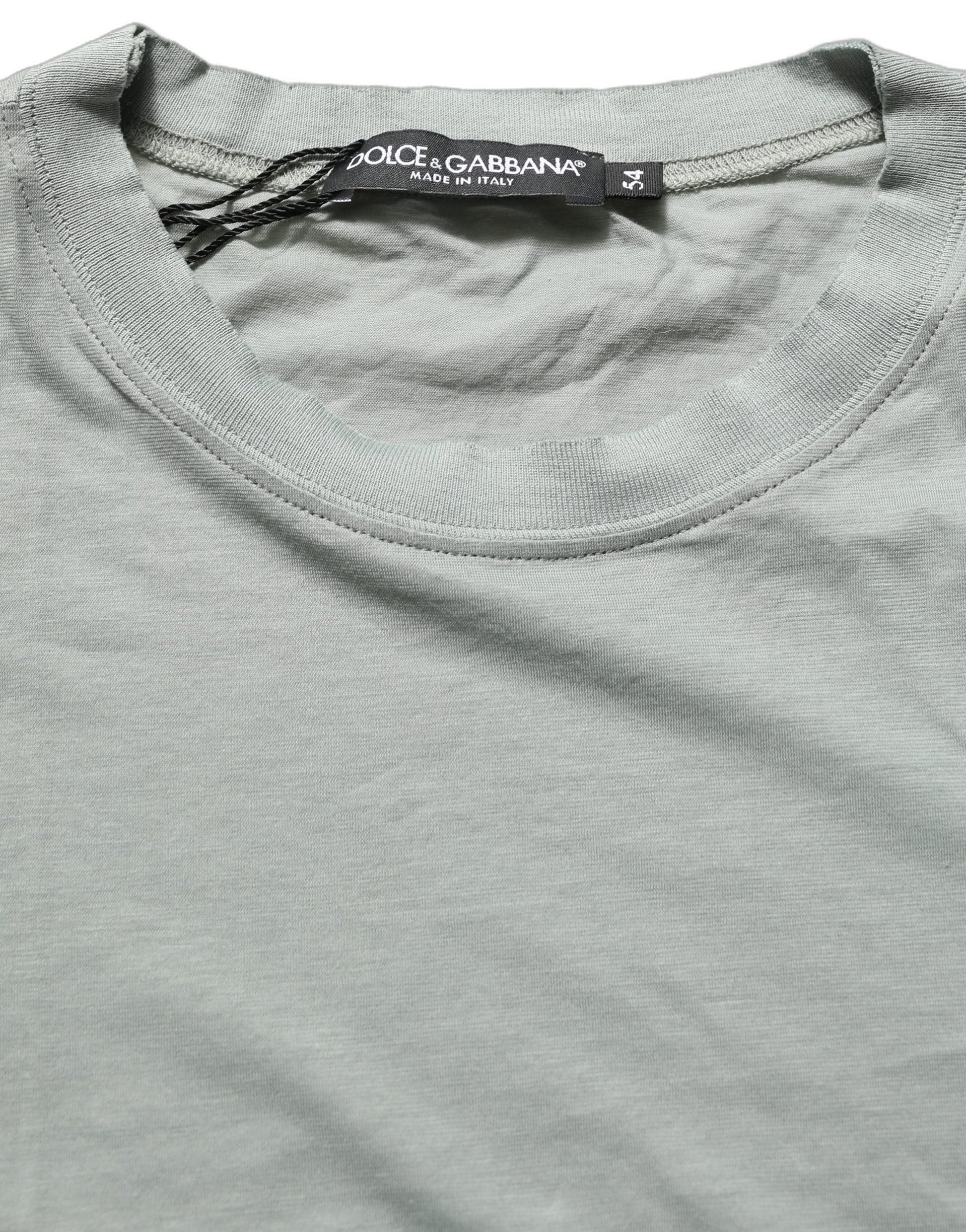 Green Cotton Short Sleeve Crew Neck T-shirt
