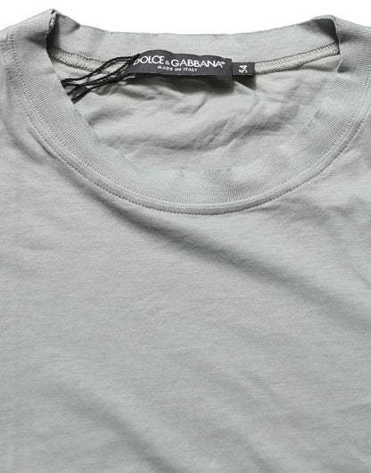 Green Cotton Short Sleeve Crew Neck T-shirt