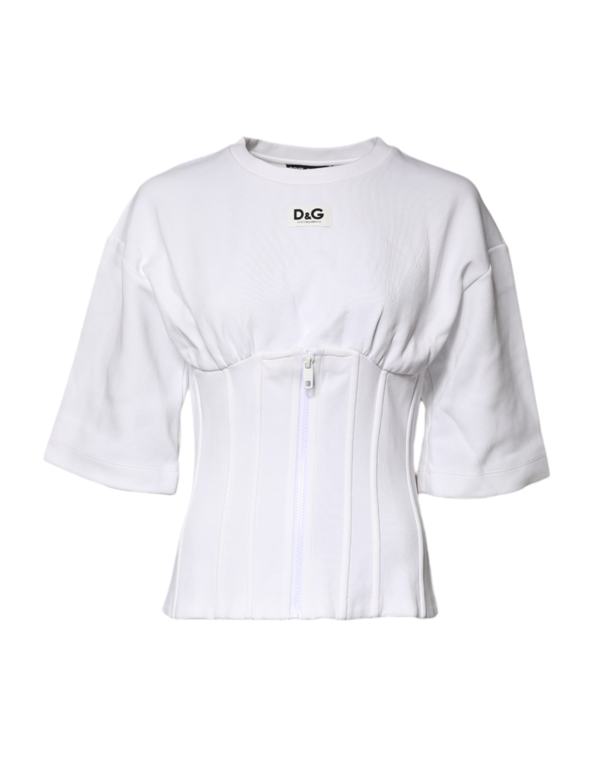 White Cotton Blend Corset Style Blouse Top