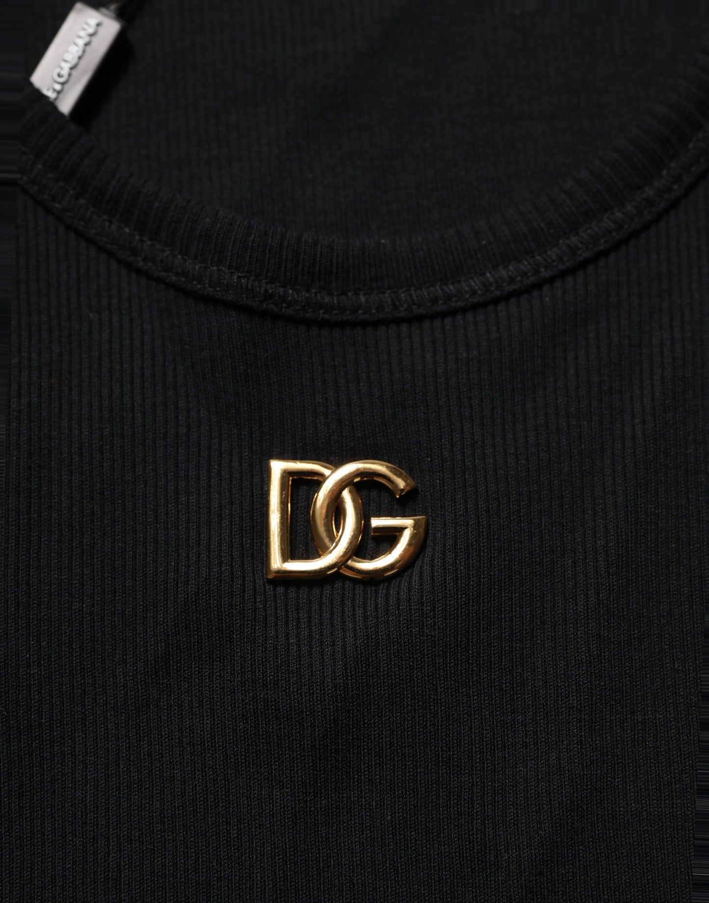 Black DG Logo Cotton Ribbed Tank Top T-shirt