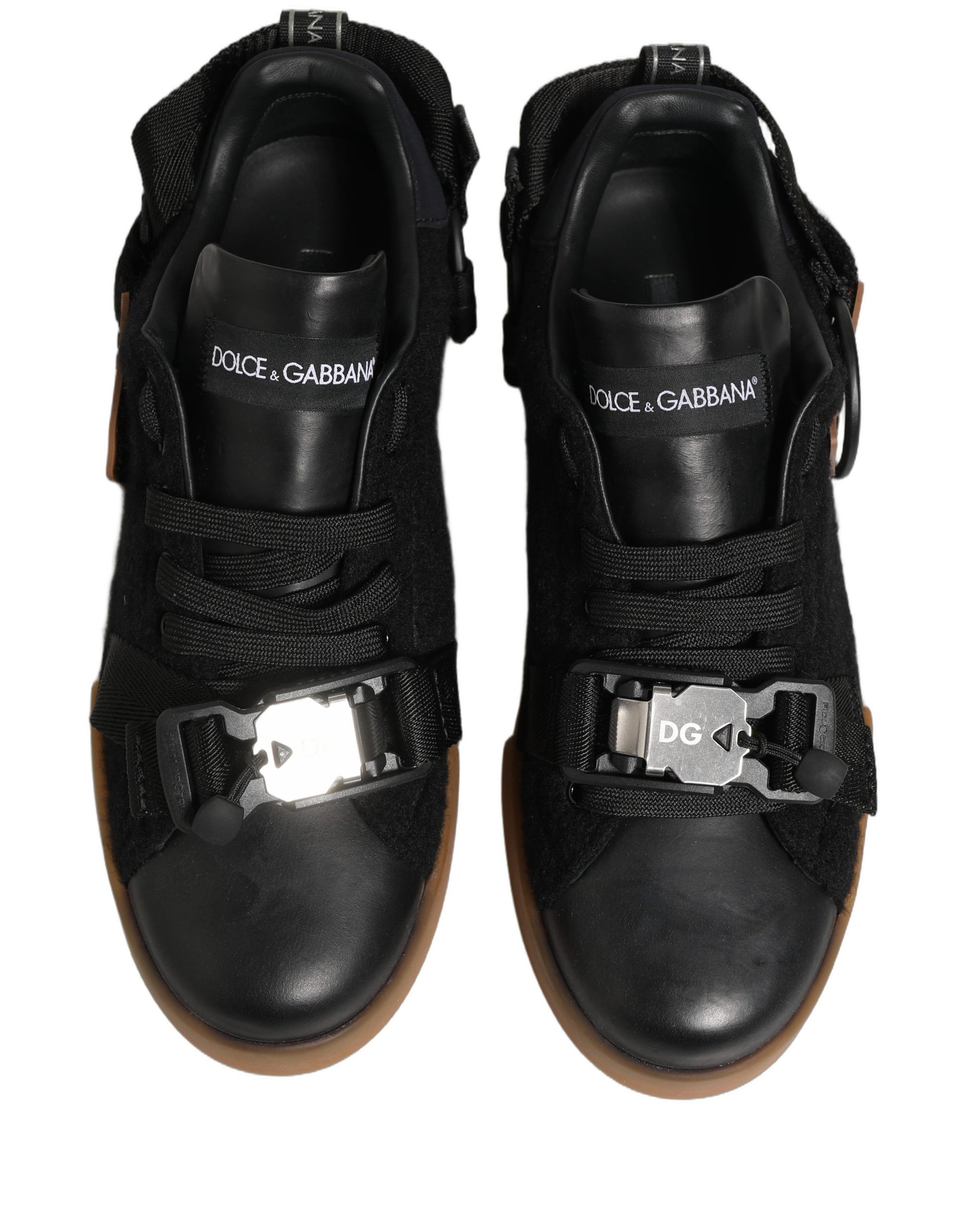 Black Felt Leather Low Top Sneaker Shoes