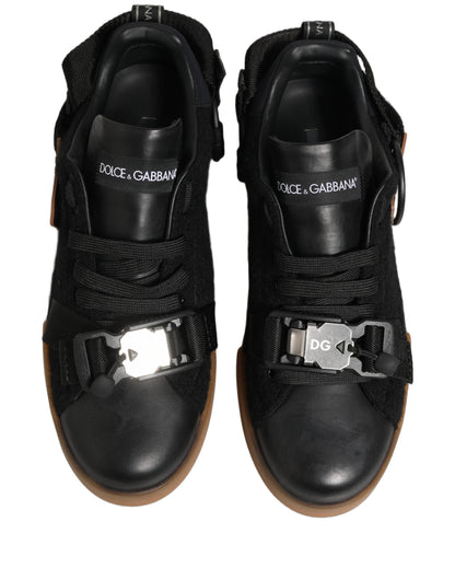 Black Felt Leather Low Top Sneaker Shoes