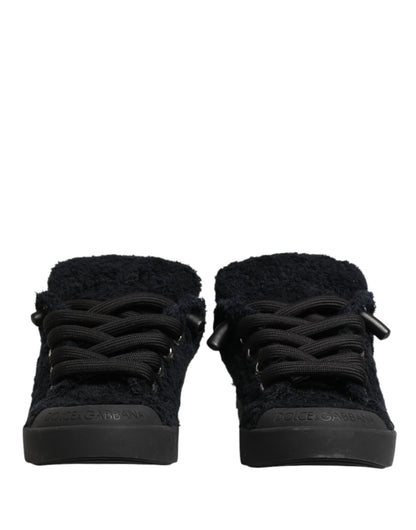 Black Portofino Lace-Up Sneakers Shoes