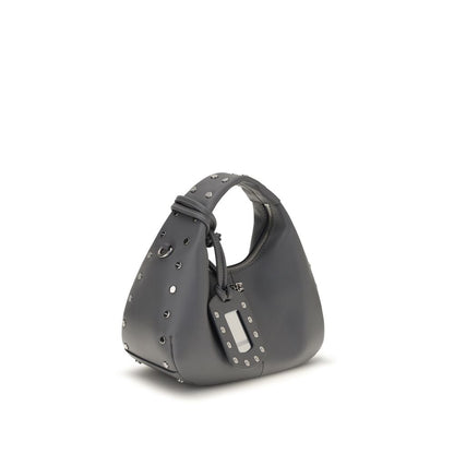 Gray Leather Shoulder Bag