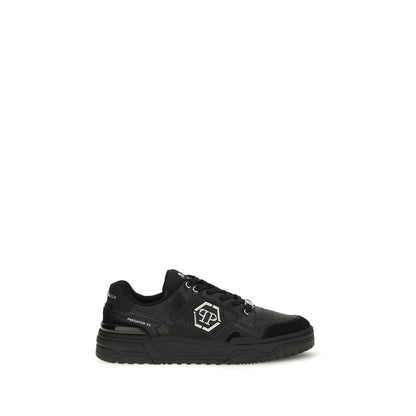 Black Polyester Low Top Sneakers