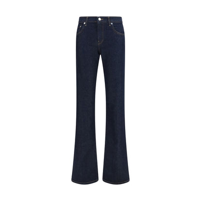 Blue Cotton Flared Jeans