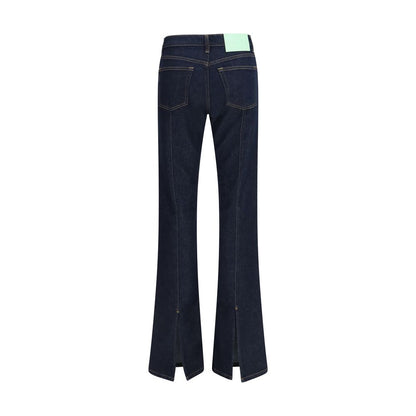 Blue Cotton Flared Jeans