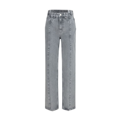 Gray Cotton Straight-Leg Jeans