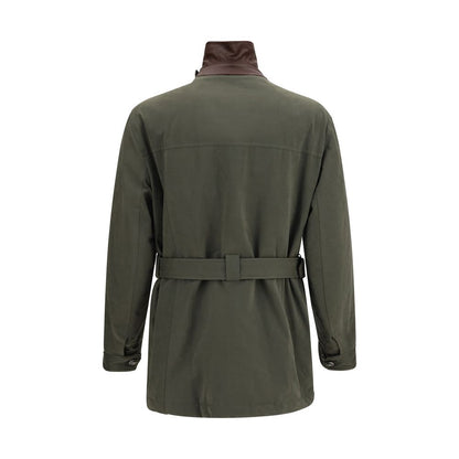 Bicolor Cotton Full-Length Jacket