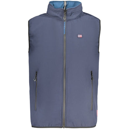 Blue Polyester Men's Vest