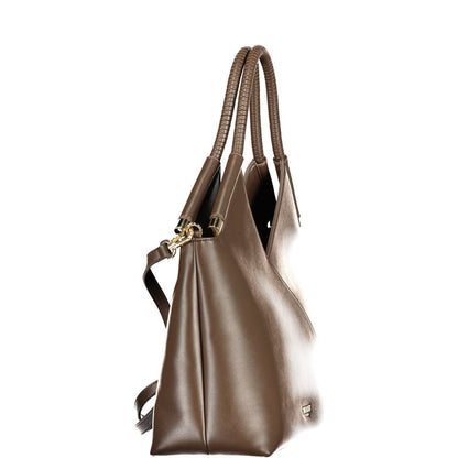 Brown Polyurethane Women's Bag