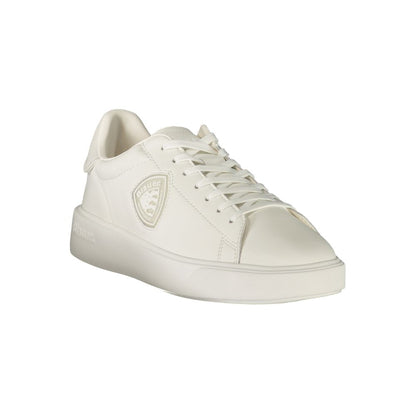 White Polyester Athletic Sneakers