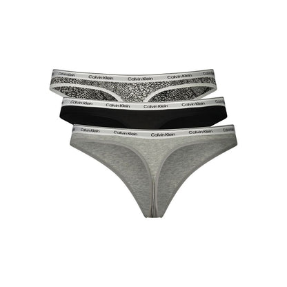 Grey Cotton Womens Thong