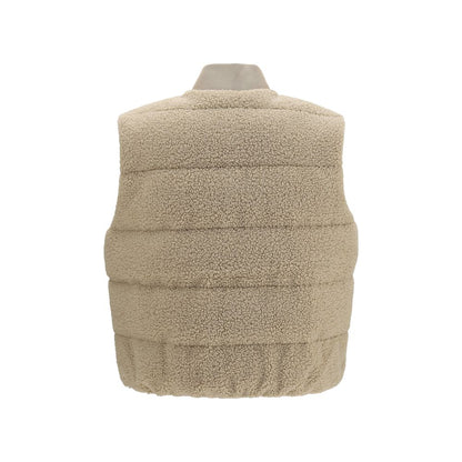 Beige Polyester Sleeveless Jacket