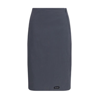 Gray Cotton Midi Skirt