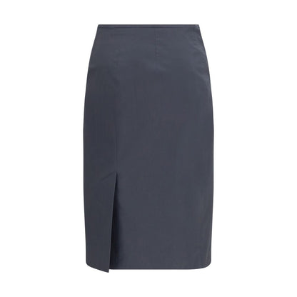 Gray Cotton Midi Skirt