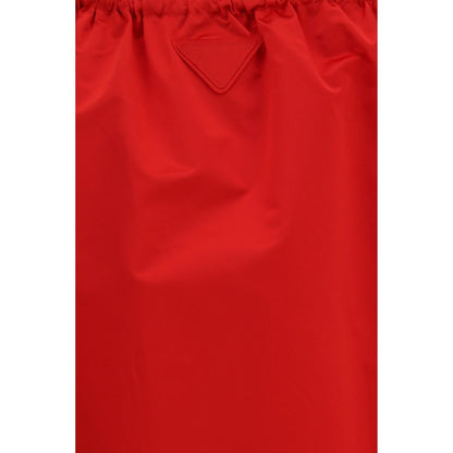 Red Silk Midi Skirt