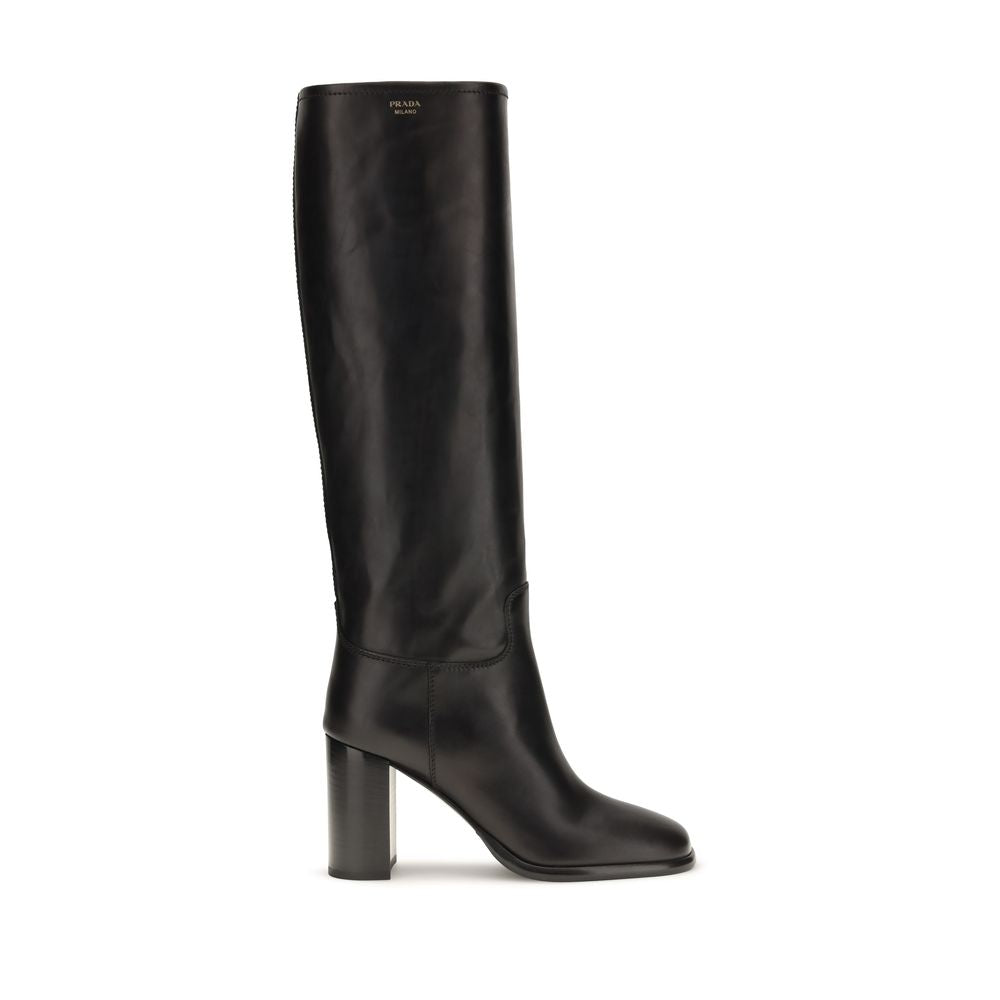 Black Calf Leather Bos Taurus High Heel Boots