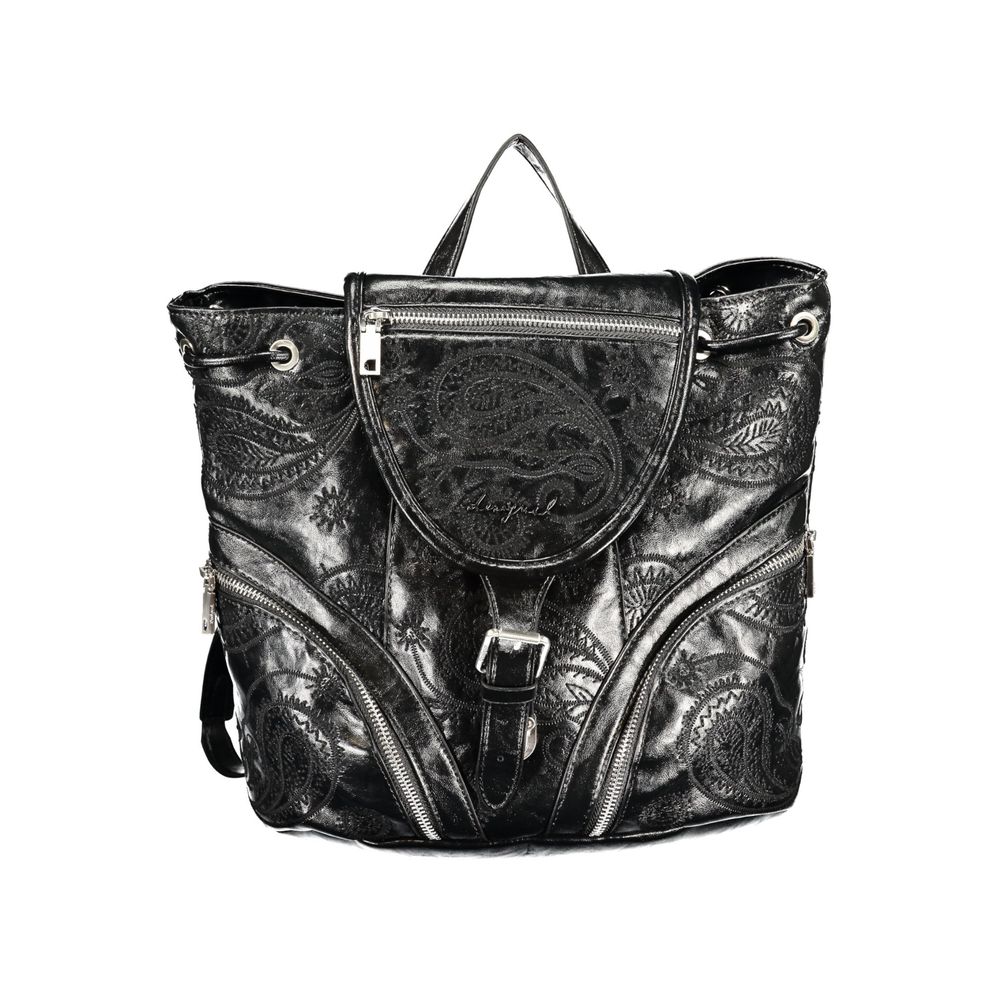 Black Polyurethane Women's Backpack