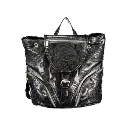 Black Polyurethane Women's Backpack