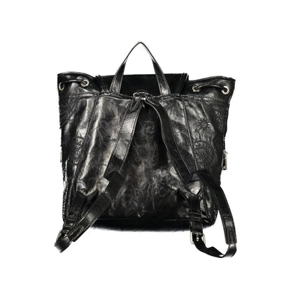 Black Polyurethane Women's Backpack
