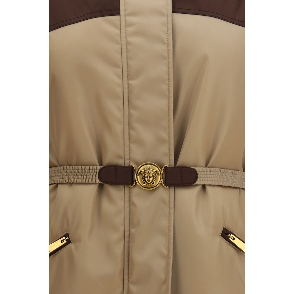 Beige Nylon Full-Length Jacket