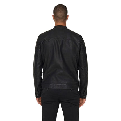 Black Polyester Biker Jacket