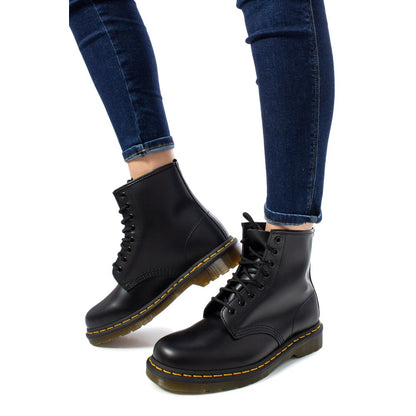 Black Leather Lace-Up Boots