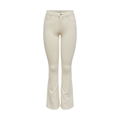 Cream Cotton Bootcut Jeans
