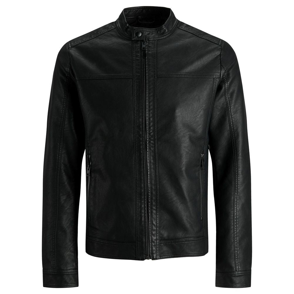 Black Polyamide Leather Jacket