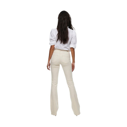 Cream Cotton Bootcut Jeans