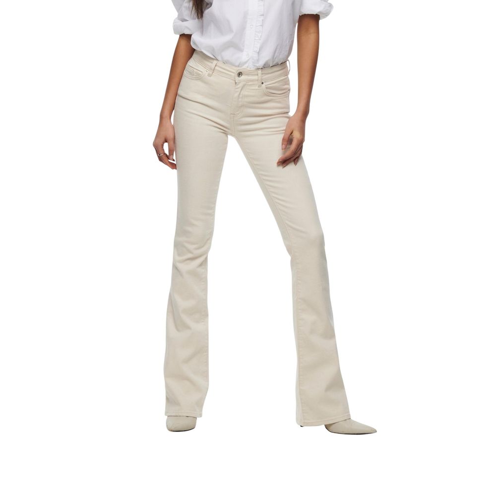 Cream Cotton Bootcut Jeans