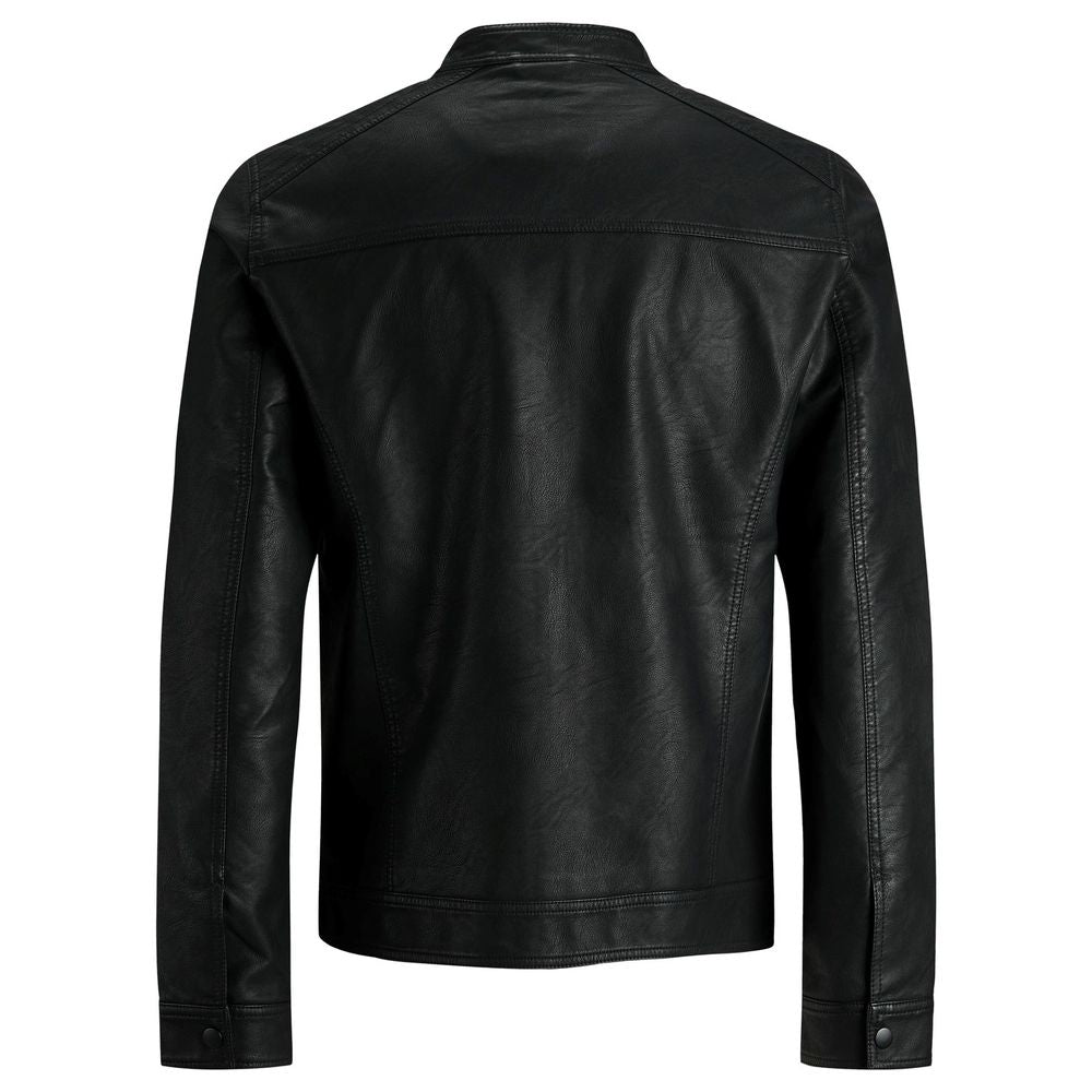 Black Polyamide Leather Jacket