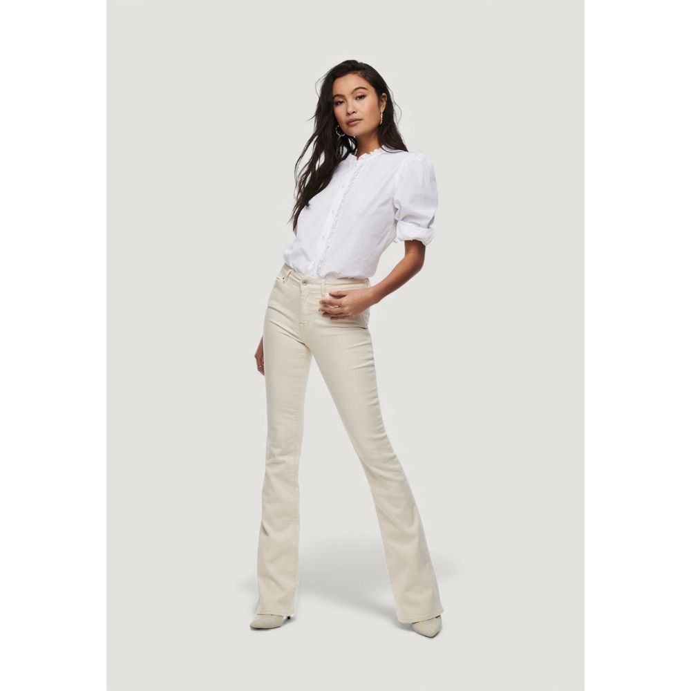 Cream Cotton Bootcut Jeans