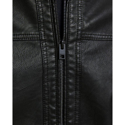 Black Polyamide Leather Jacket