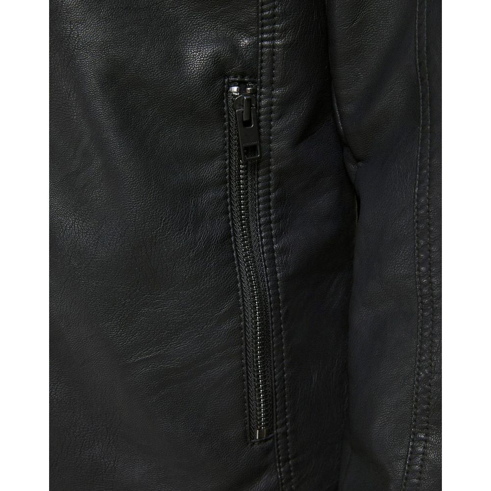 Black Polyamide Leather Jacket