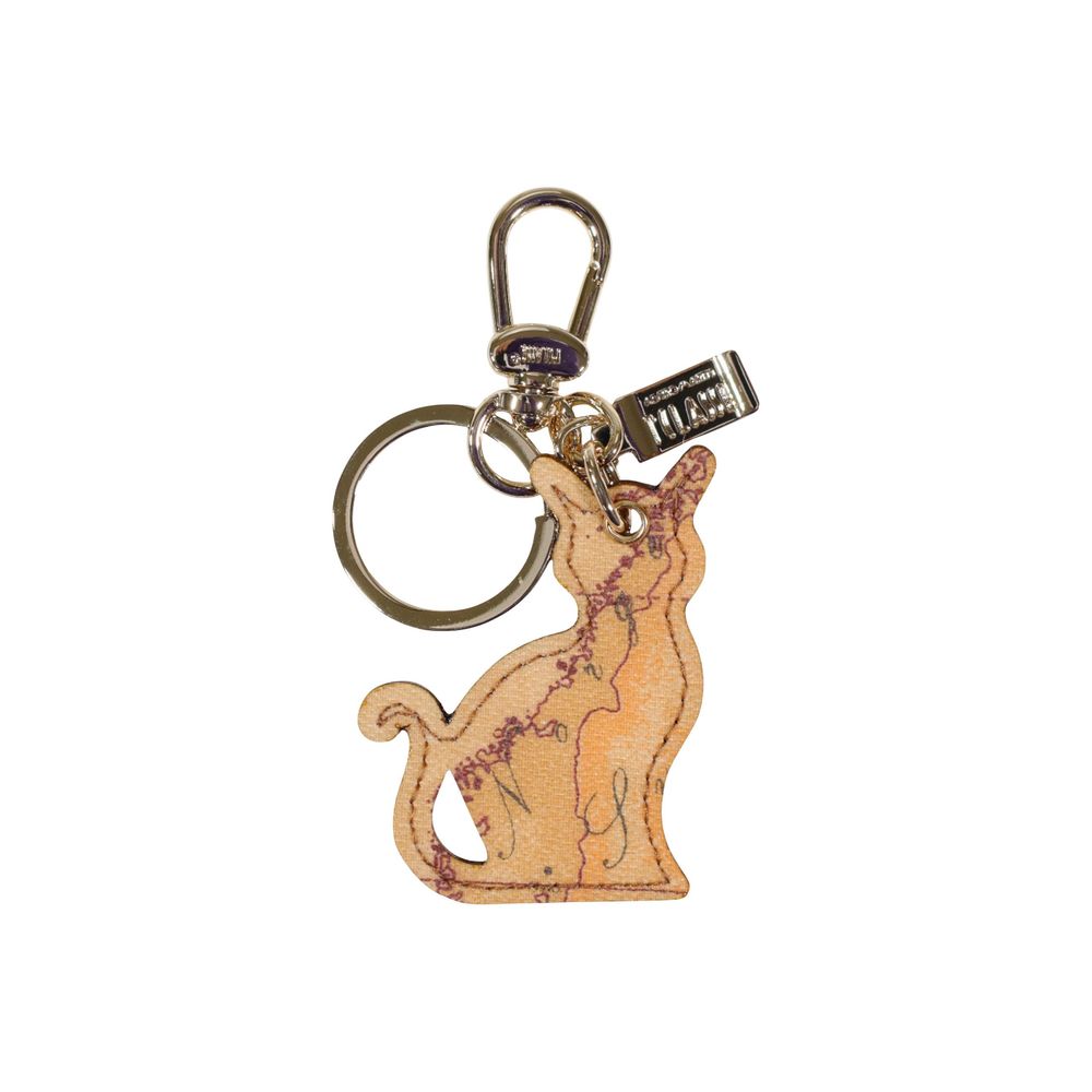 Beige Leather Keychain