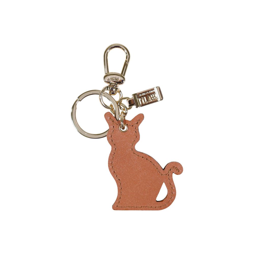 Beige Leather Keychain