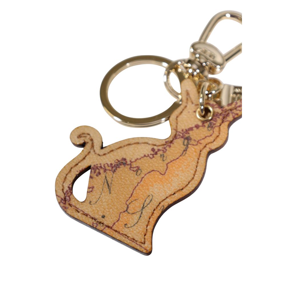 Beige Leather Keychain