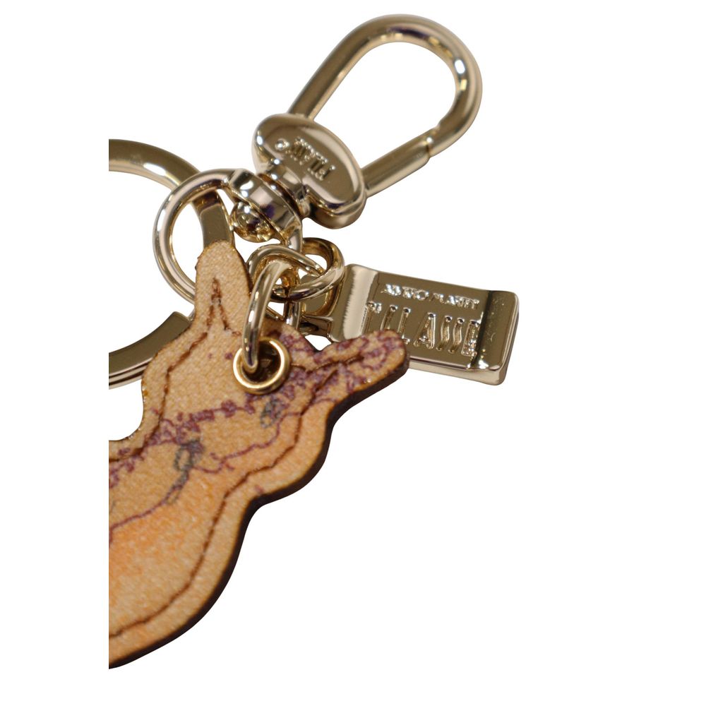 Beige Leather Keychain