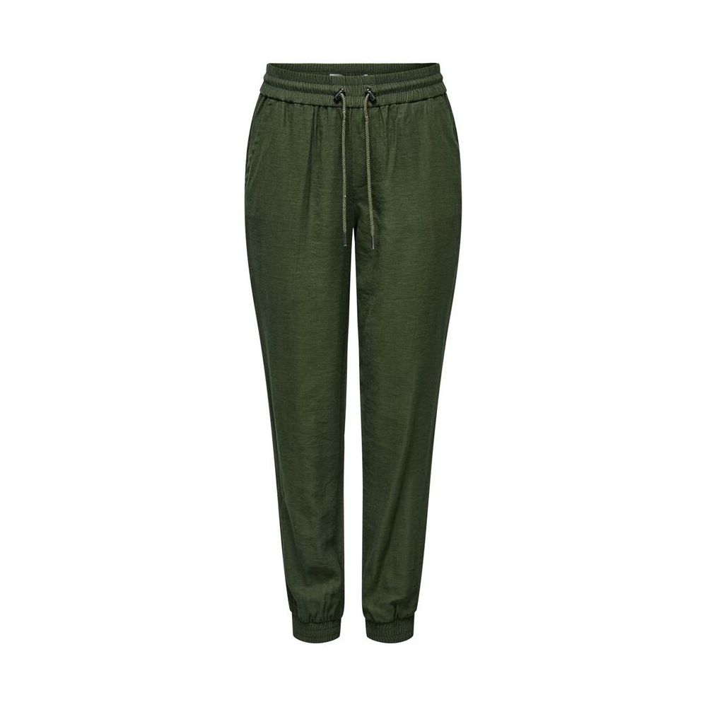 Green Viscose Casual Pants