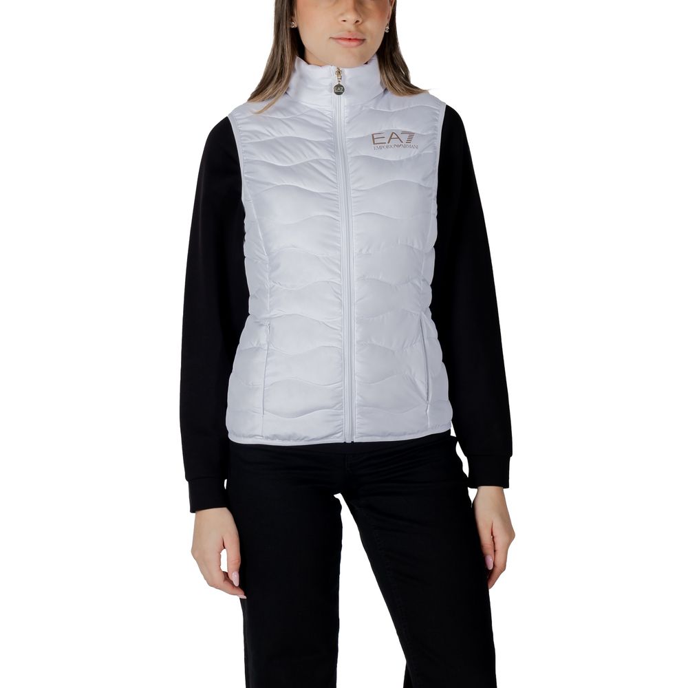 White Polyester Sleeveless Jacket